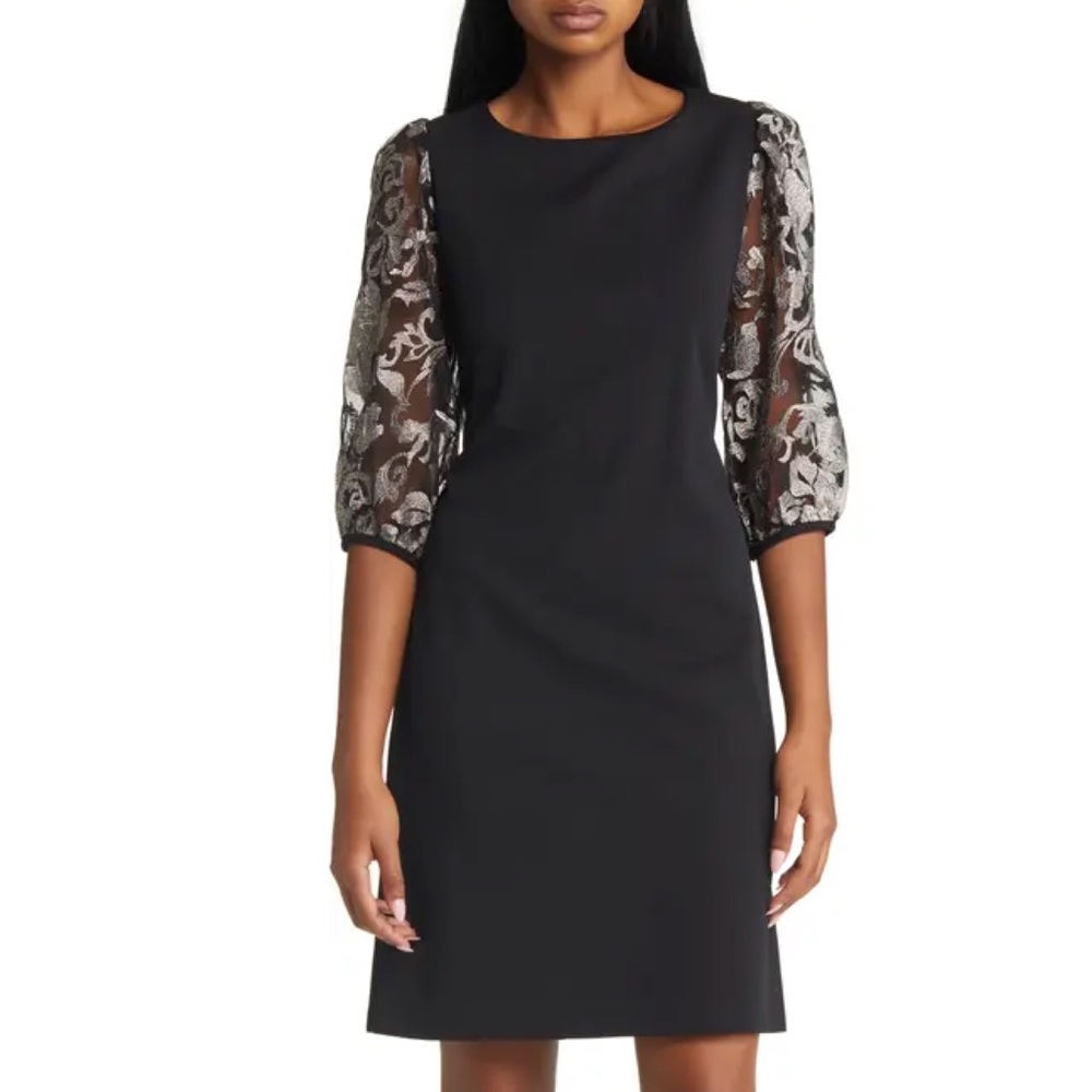 CONNECTED APPAREL Embroidered Sleeve Dress size 16